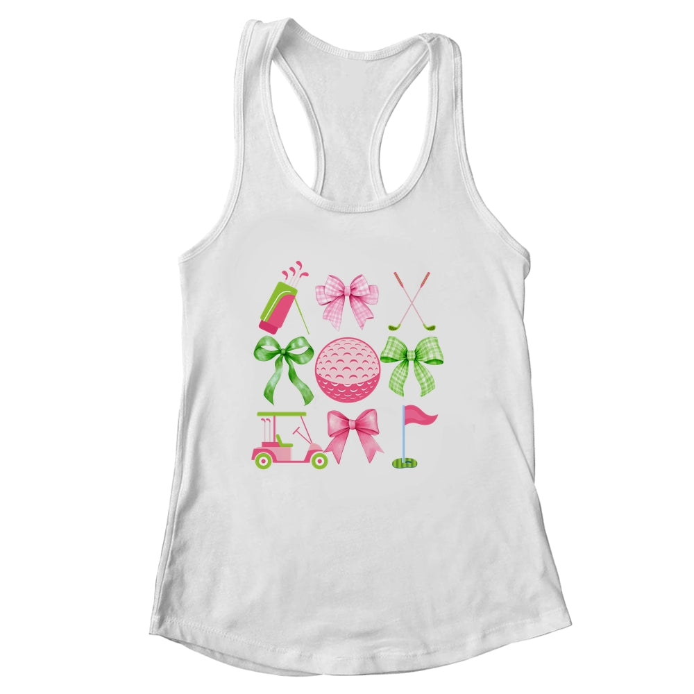 Coquette Bow Golf Cart Game Day Golfing Golfer Golf Lover Shirt & Tank Top | siriusteestore