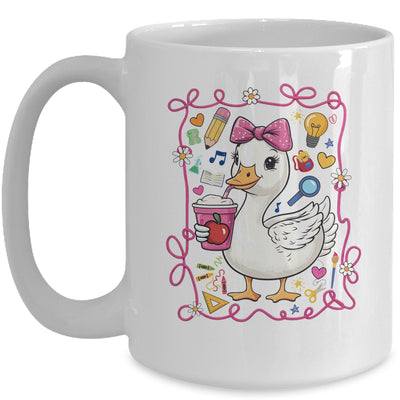 Coquette Bow Goose Teacher Preppy Floral Back To School Mug | siriusteestore
