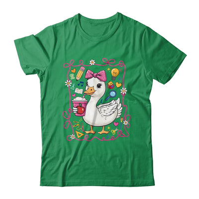 Coquette Bow Goose Teacher Preppy Floral Back To School Shirt & Hoodie | siriusteestore