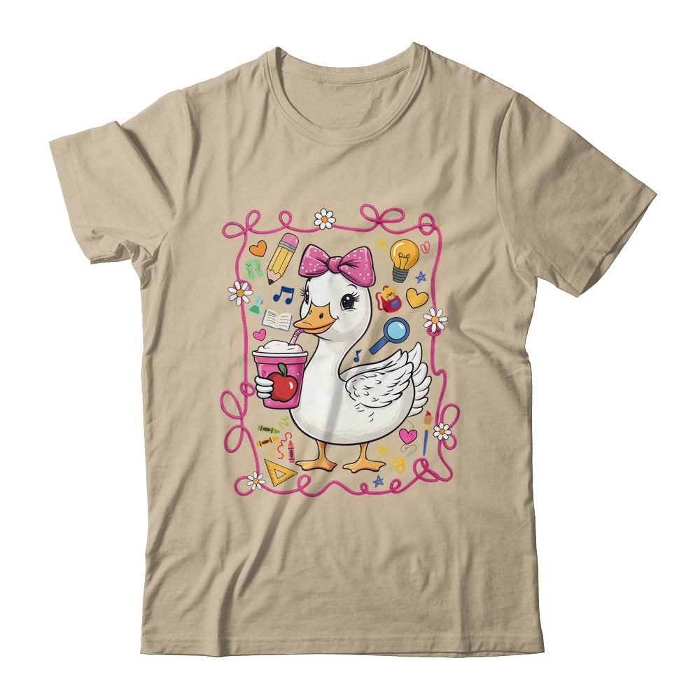 Coquette Bow Goose Teacher Preppy Floral Back To School Shirt & Hoodie | siriusteestore