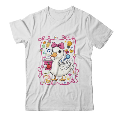 Coquette Bow Goose Teacher Preppy Floral Back To School Shirt & Hoodie | siriusteestore
