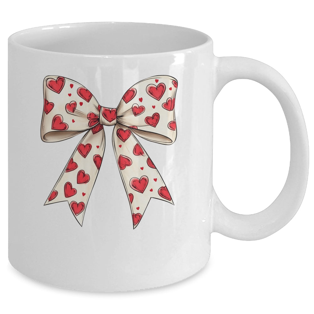 Coquette Bow Heart Valentine Bow Design Women Girls Mug | siriusteestore