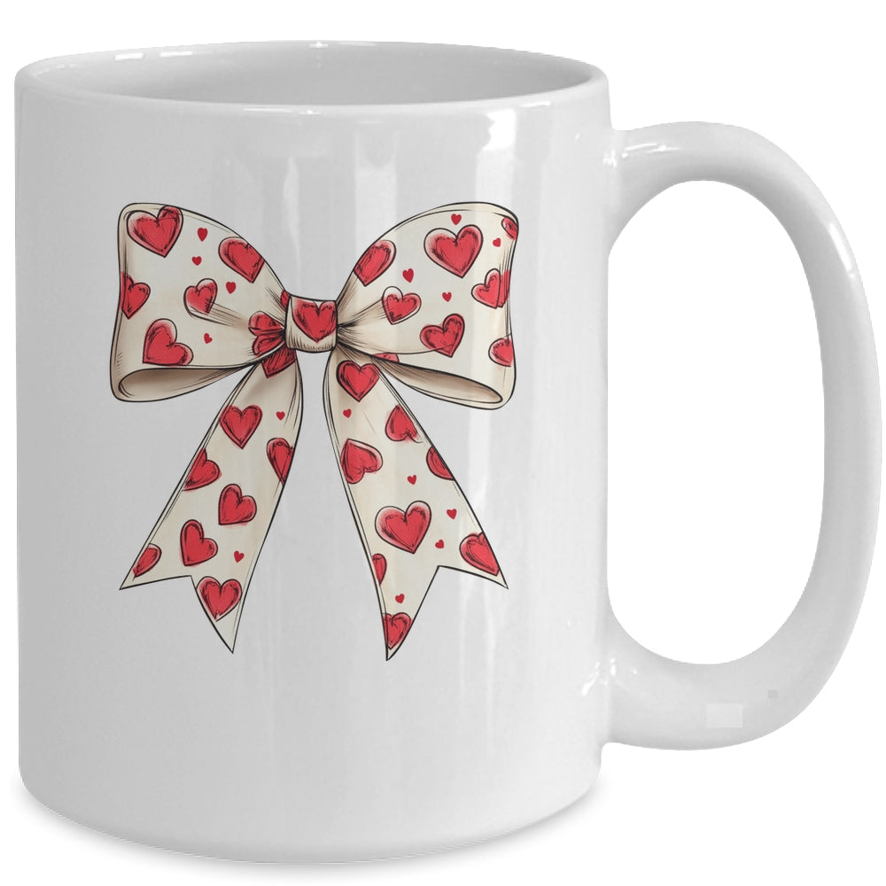 Coquette Bow Heart Valentine Bow Design Women Girls Mug | siriusteestore