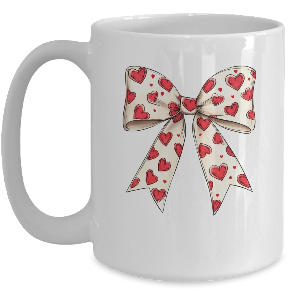 Coquette Bow Heart Valentine Bow Design Women Girls Mug | siriusteestore