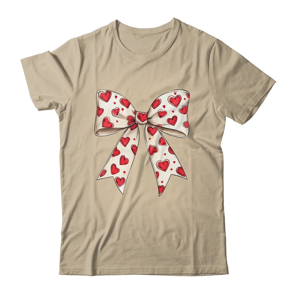 Coquette Bow Heart Valentine Bow Design Women Girls Shirt & Sweatshirt | siriusteestore