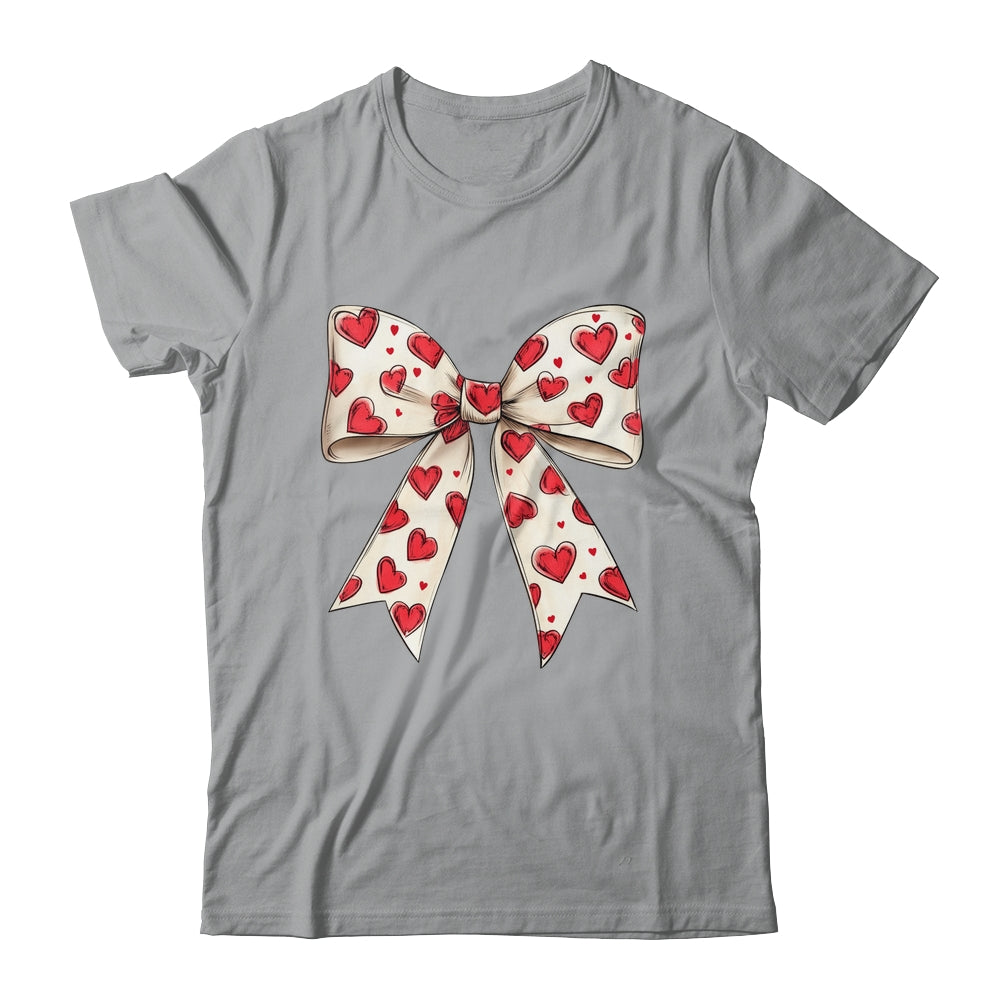 Coquette Bow Heart Valentine Bow Design Women Girls Shirt & Sweatshirt | siriusteestore