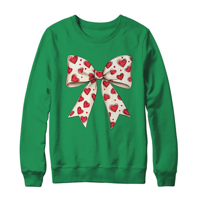Coquette Bow Heart Valentine Bow Design Women Girls Shirt & Sweatshirt | siriusteestore