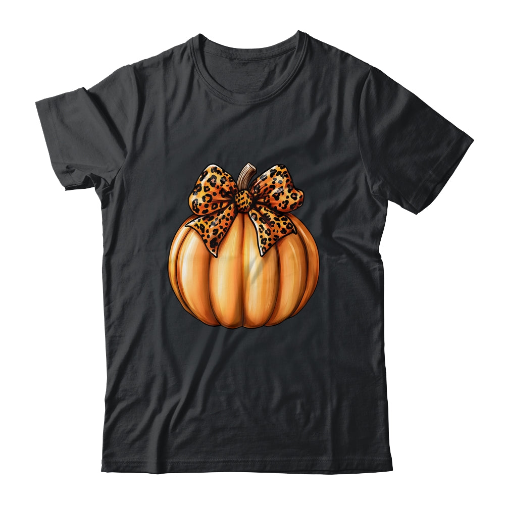 Coquette Bow Leopard Pumpkin Thanksgiving Rustic Fall Women Shirt & Sweatshirt | siriusteestore