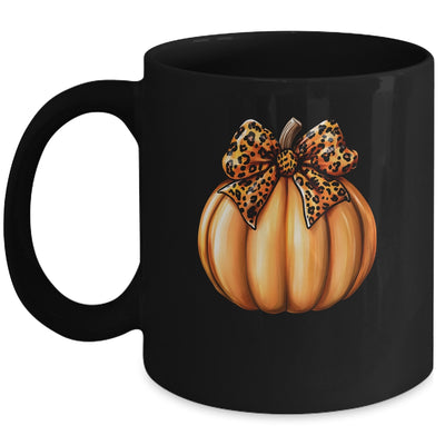 Coquette Bow Leopard Pumpkin Thanksgiving Rustic Fall Women Mug | siriusteestore