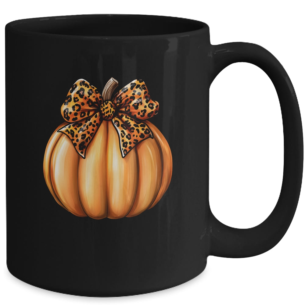 Coquette Bow Leopard Pumpkin Thanksgiving Rustic Fall Women Mug | siriusteestore