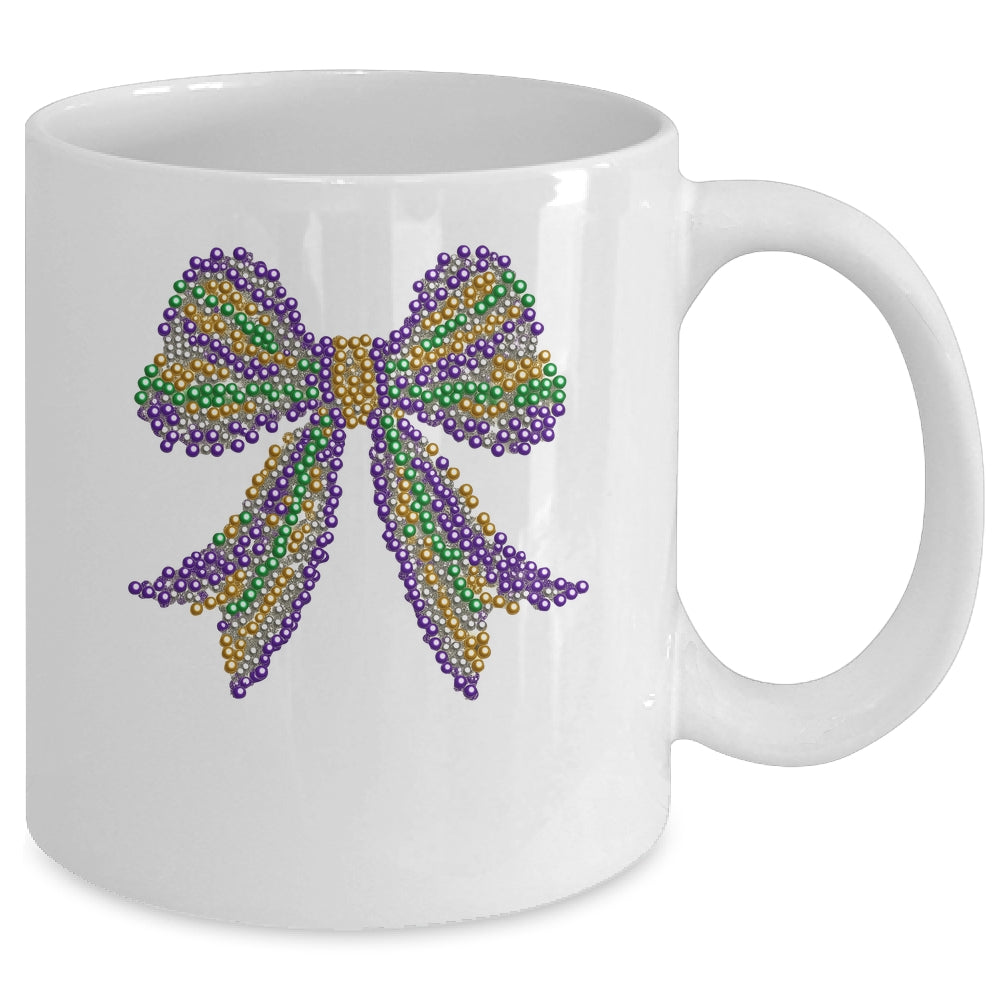 Coquette Bow Mardi Gras Festival Carnival Beads Girls Women Mug | siriusteestore