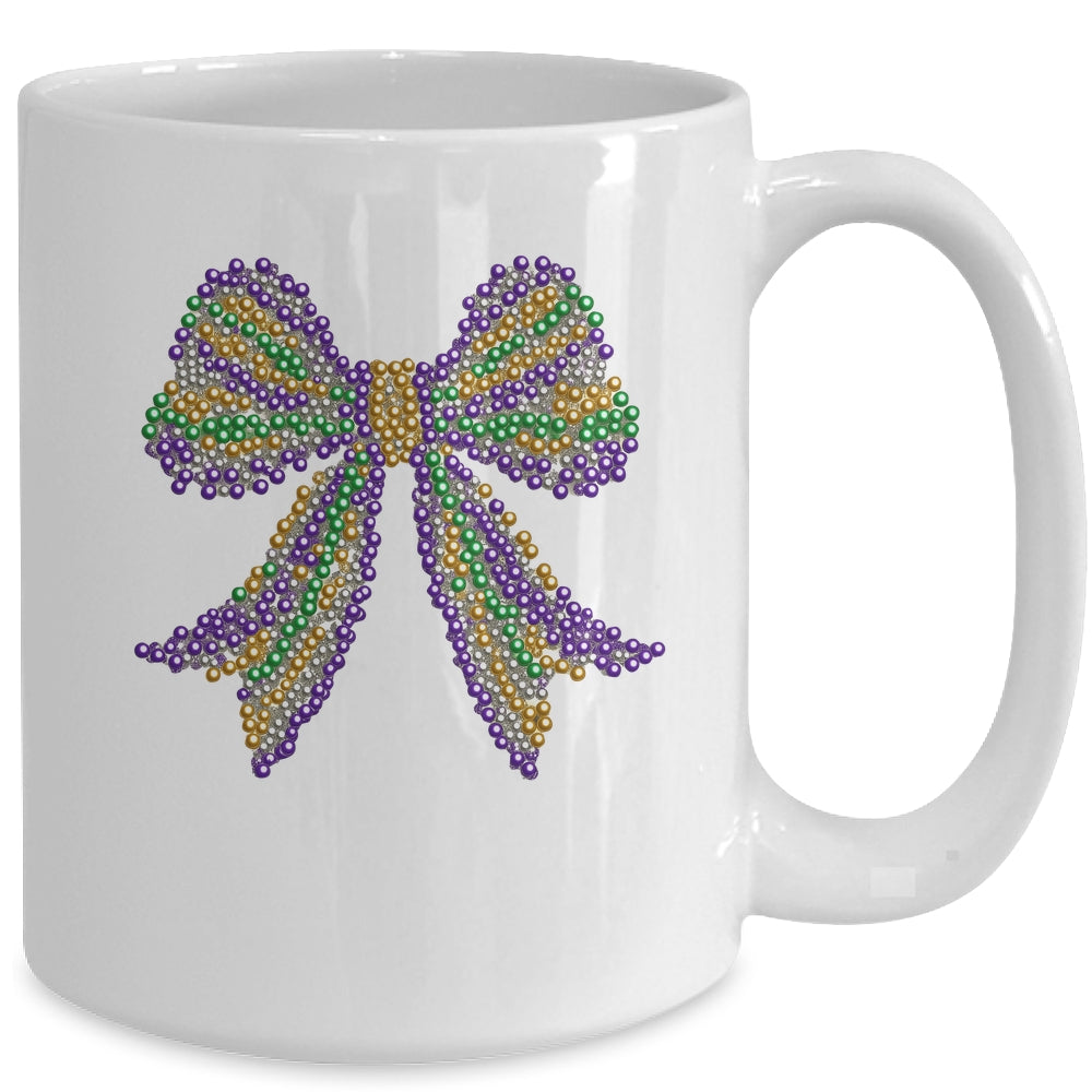 Coquette Bow Mardi Gras Festival Carnival Beads Girls Women Mug | siriusteestore