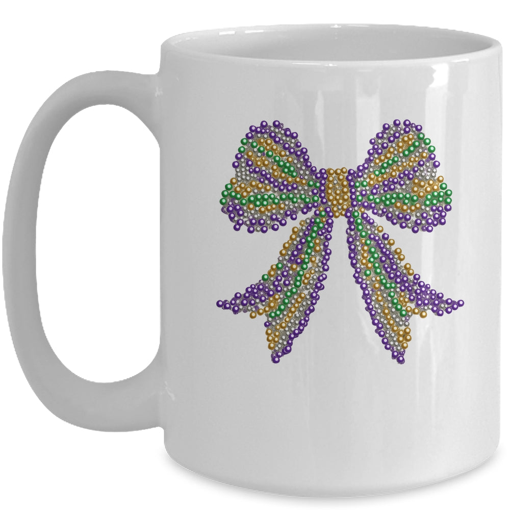Coquette Bow Mardi Gras Festival Carnival Beads Girls Women Mug | siriusteestore