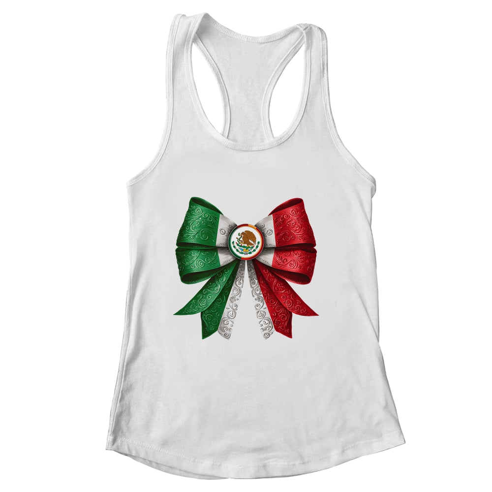 Coquette Bow Mexican Flag Mexico Design For Women Girls Shirt & Tank Top | siriusteestore