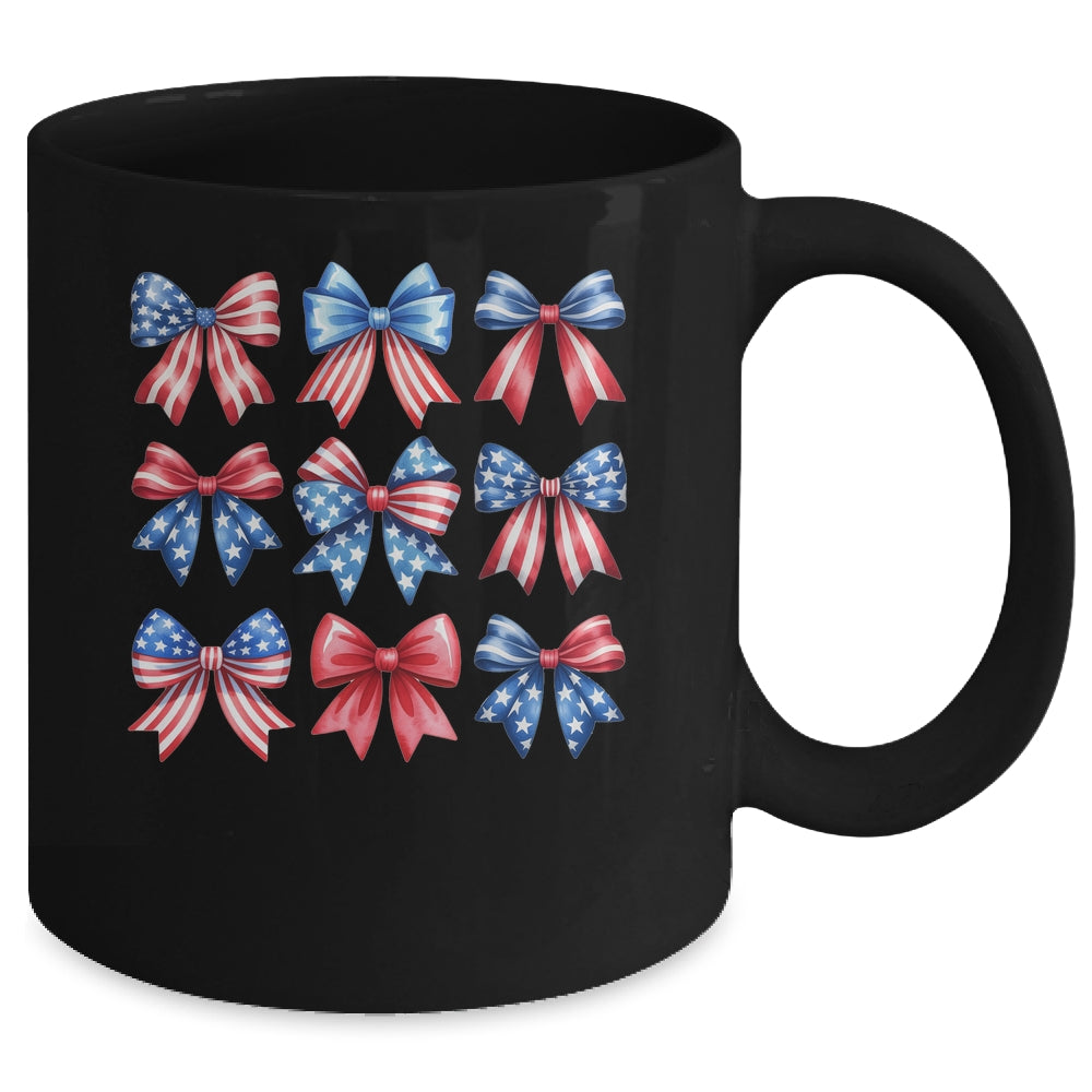 Coquette Bow Patriotic American Flag Retro July Of 4th Girls Mug | siriusteestore