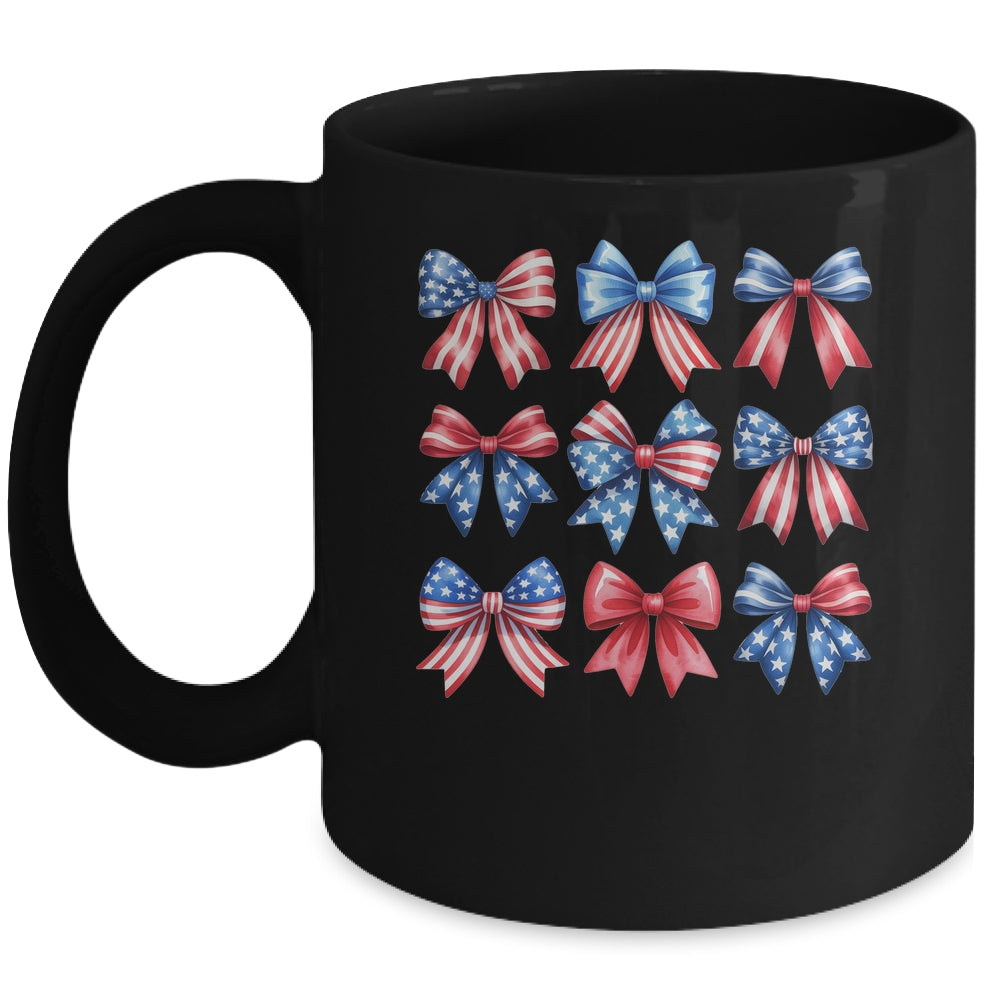 Coquette Bow Patriotic American Flag Retro July Of 4th Girls Mug | siriusteestore