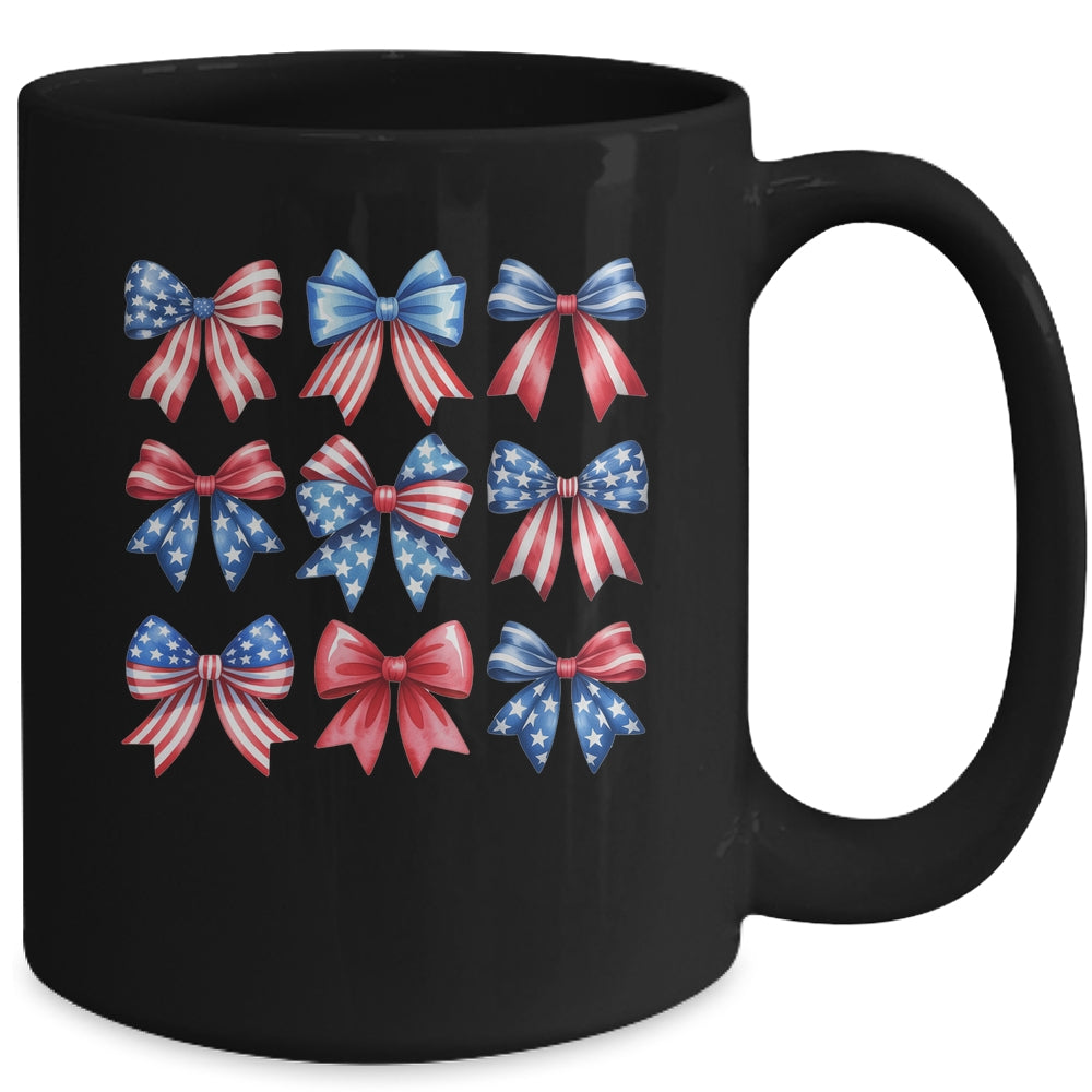 Coquette Bow Patriotic American Flag Retro July Of 4th Girls Mug | siriusteestore