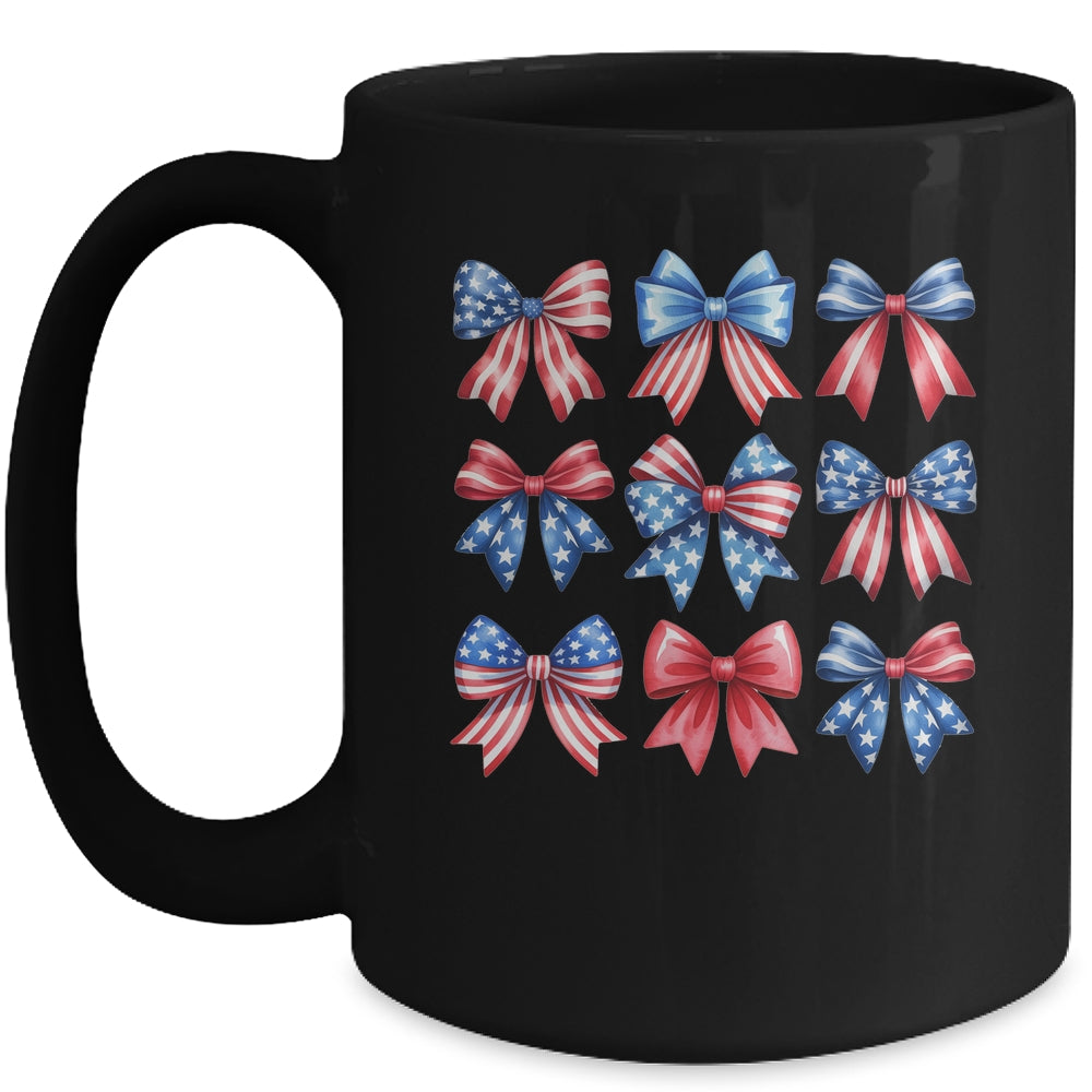 Coquette Bow Patriotic American Flag Retro July Of 4th Girls Mug | siriusteestore