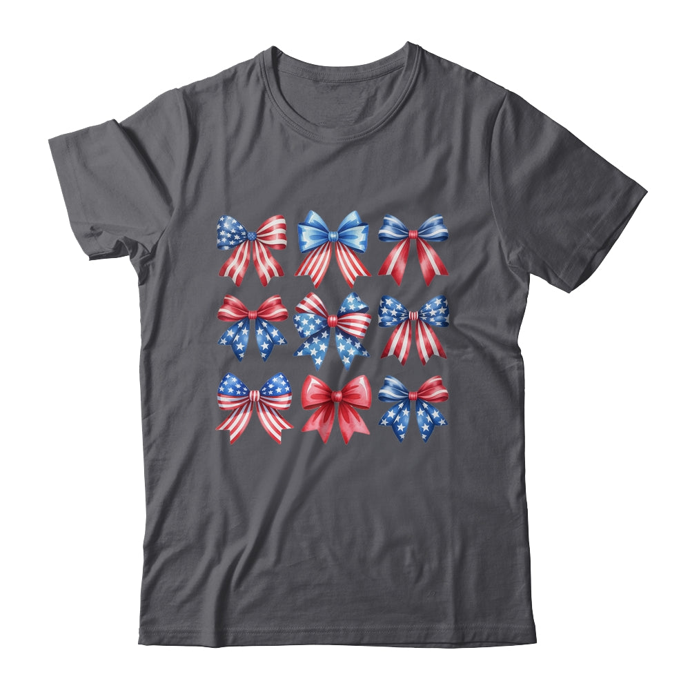Coquette Bow Patriotic American Flag Retro July Of 4th Girls Shirt & Tank Top | siriusteestore