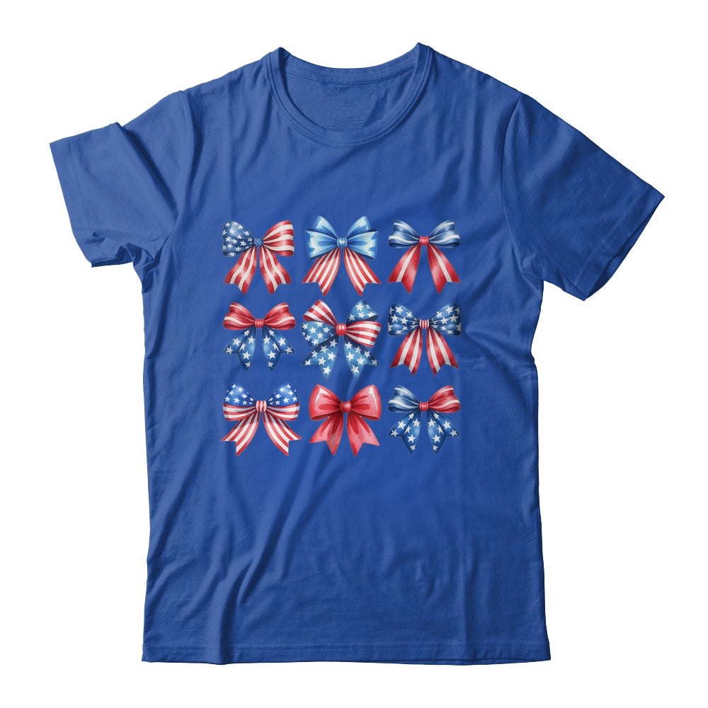 Coquette Bow Patriotic American Flag Retro July Of 4th Girls Shirt & Tank Top | siriusteestore