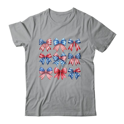 Coquette Bow Patriotic American Flag Retro July Of 4th Girls Shirt & Tank Top | siriusteestore