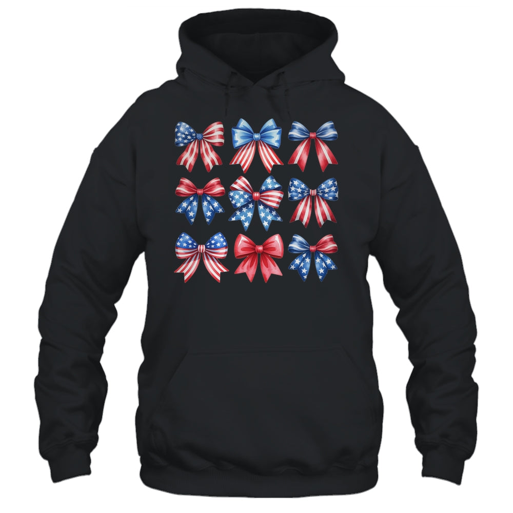 Coquette Bow Patriotic American Flag Retro July Of 4th Girls Shirt & Tank Top | siriusteestore