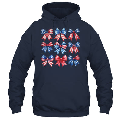 Coquette Bow Patriotic American Flag Retro July Of 4th Girls Shirt & Tank Top | siriusteestore
