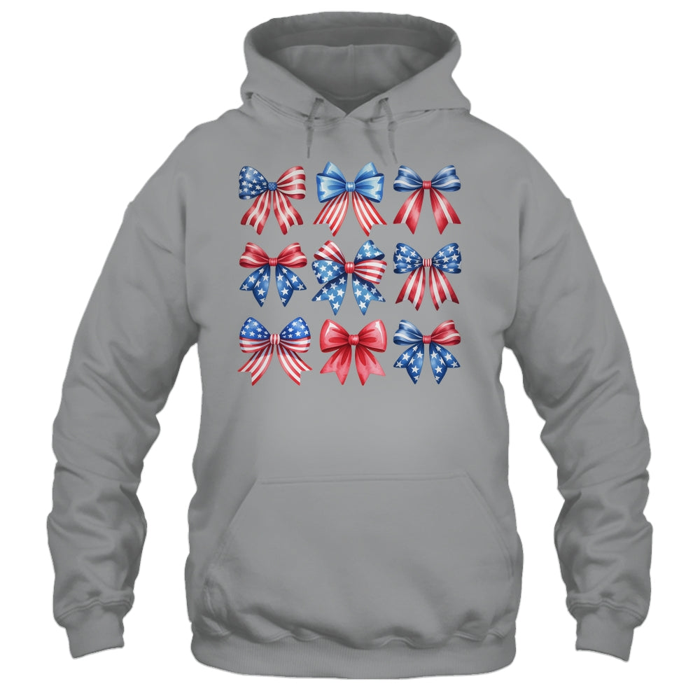 Coquette Bow Patriotic American Flag Retro July Of 4th Girls Shirt & Tank Top | siriusteestore