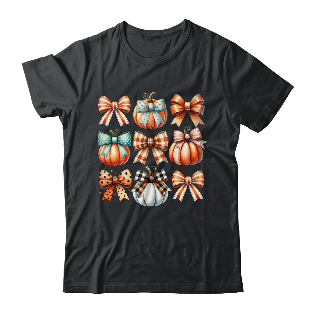 Coquette Bow Pumpkin Season Thanksgiving Autumn Fall Leave Shirt & Sweatshirt | siriusteestore