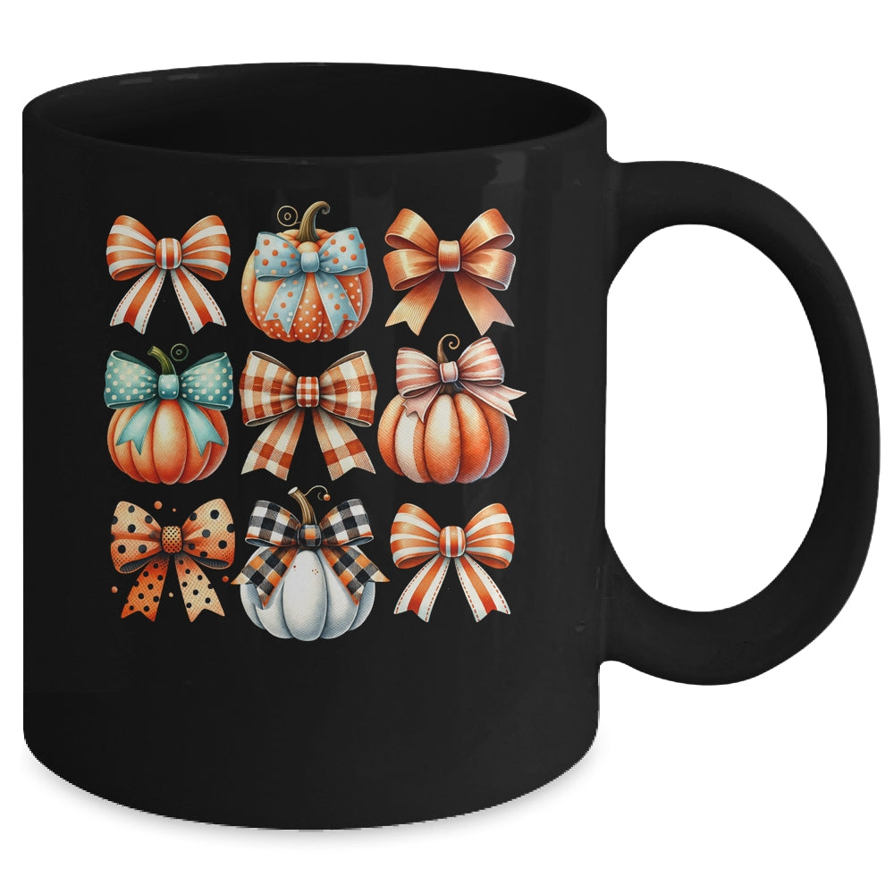 Coquette Bow Pumpkin Season Thanksgiving Autumn Fall Leave Mug | siriusteestore