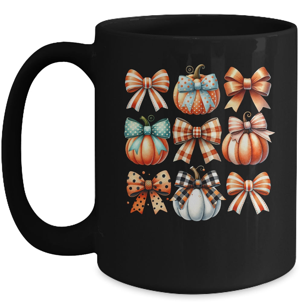 Coquette Bow Pumpkin Season Thanksgiving Autumn Fall Leave Mug | siriusteestore