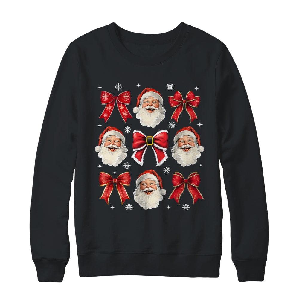 Coquette Bow Santa Claus Merry Christmas Women Girls Xmas Shirt & Sweatshirt | siriusteestore