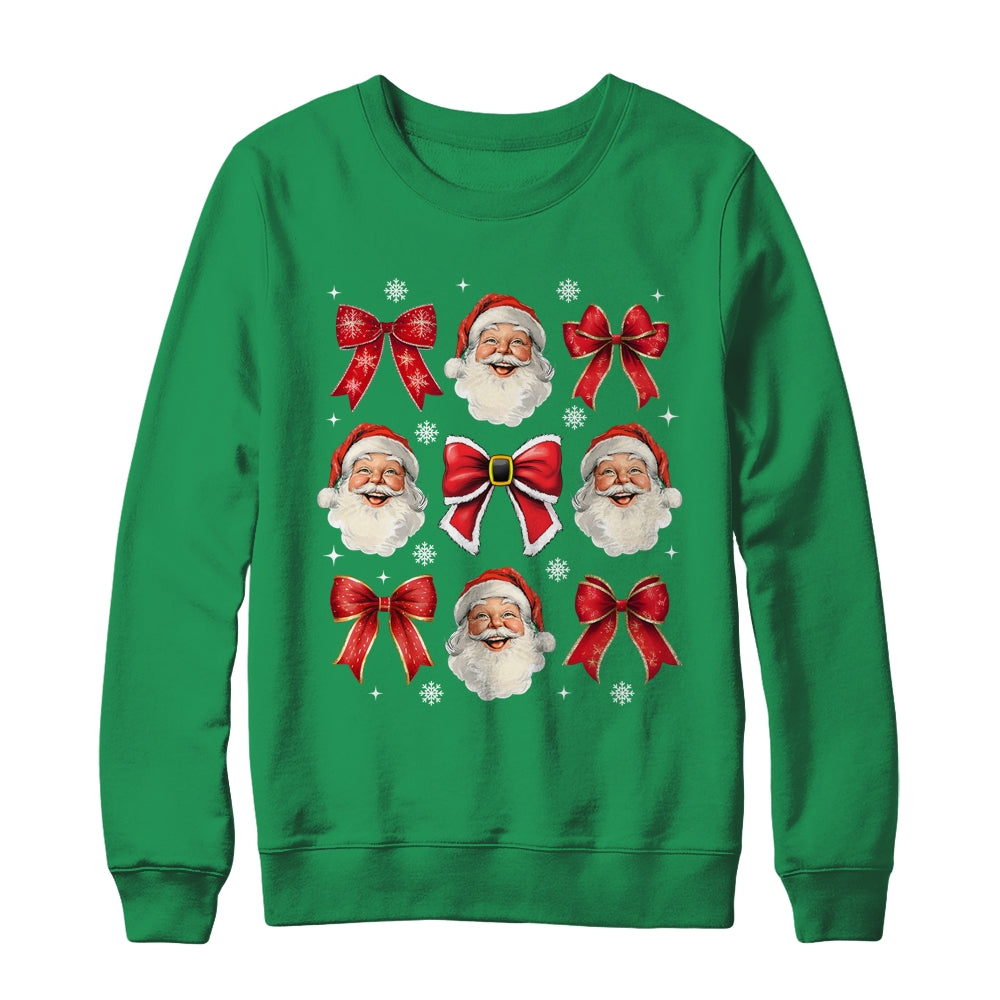 Coquette Bow Santa Claus Merry Christmas Women Girls Xmas Shirt & Sweatshirt | siriusteestore