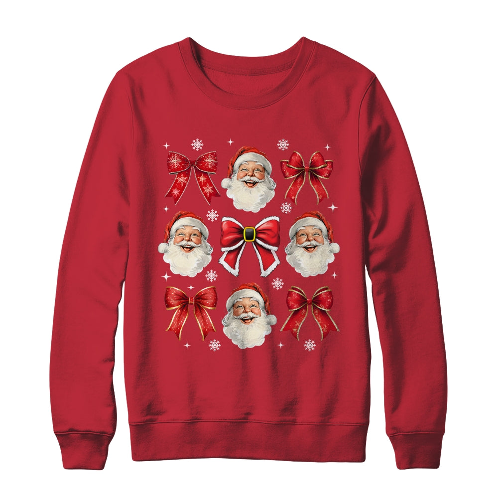 Coquette Bow Santa Claus Merry Christmas Women Girls Xmas Shirt & Sweatshirt | siriusteestore