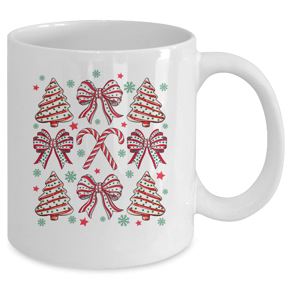 Coquette Bow Tree Cake Candy Cane Merry Christmas Girls Kids Mug | siriusteestore