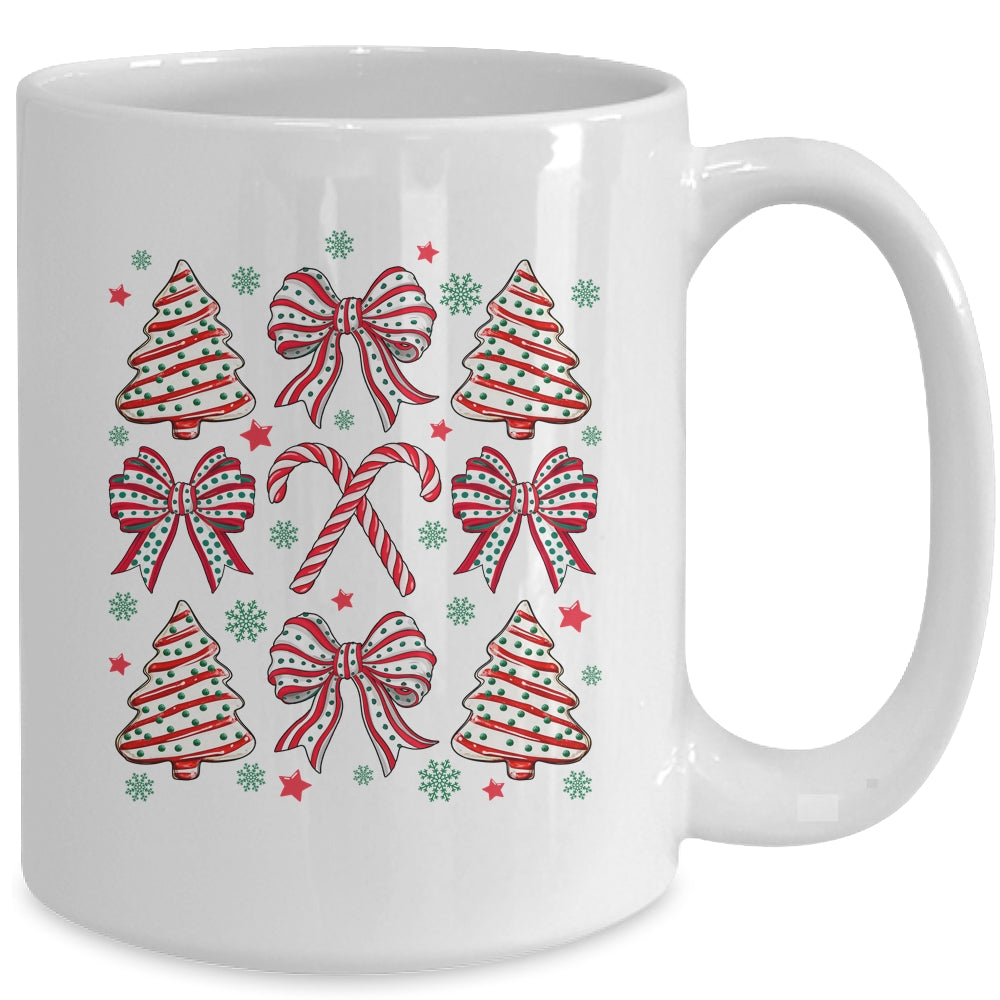 Coquette Bow Tree Cake Candy Cane Merry Christmas Girls Kids Mug | siriusteestore