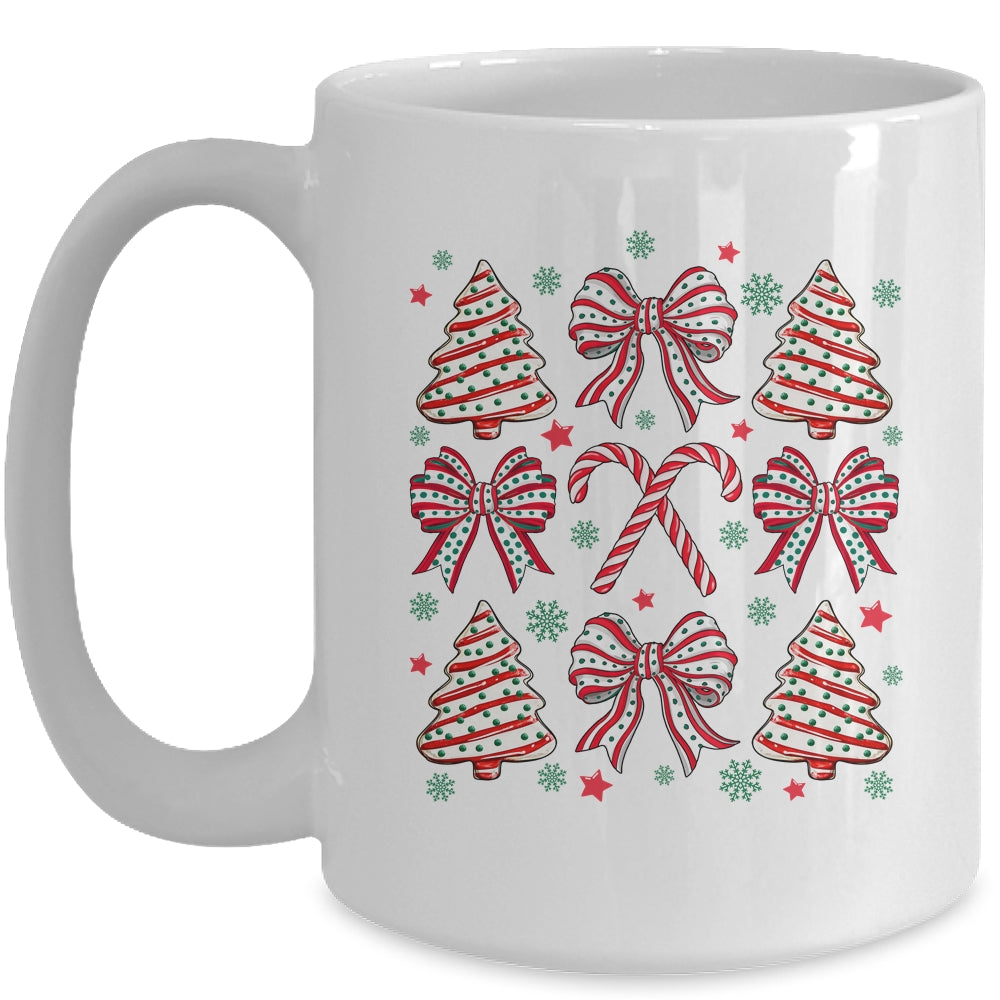 Coquette Bow Tree Cake Candy Cane Merry Christmas Girls Kids Mug | siriusteestore
