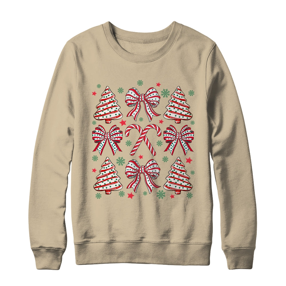 Coquette Bow Tree Cake Candy Cane Merry Christmas Girls Kids Shirt & Sweatshirt | siriusteestore