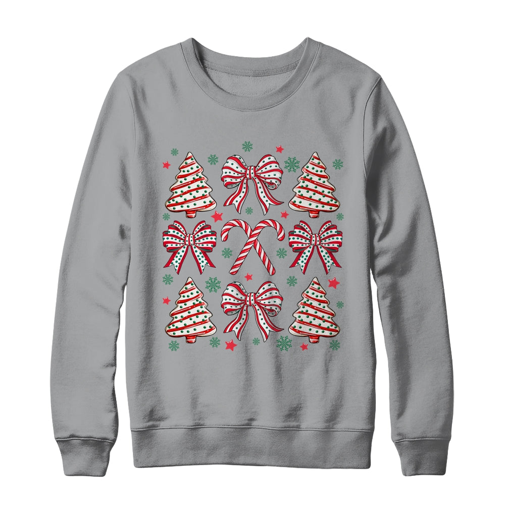 Coquette Bow Tree Cake Candy Cane Merry Christmas Girls Kids Shirt & Sweatshirt | siriusteestore