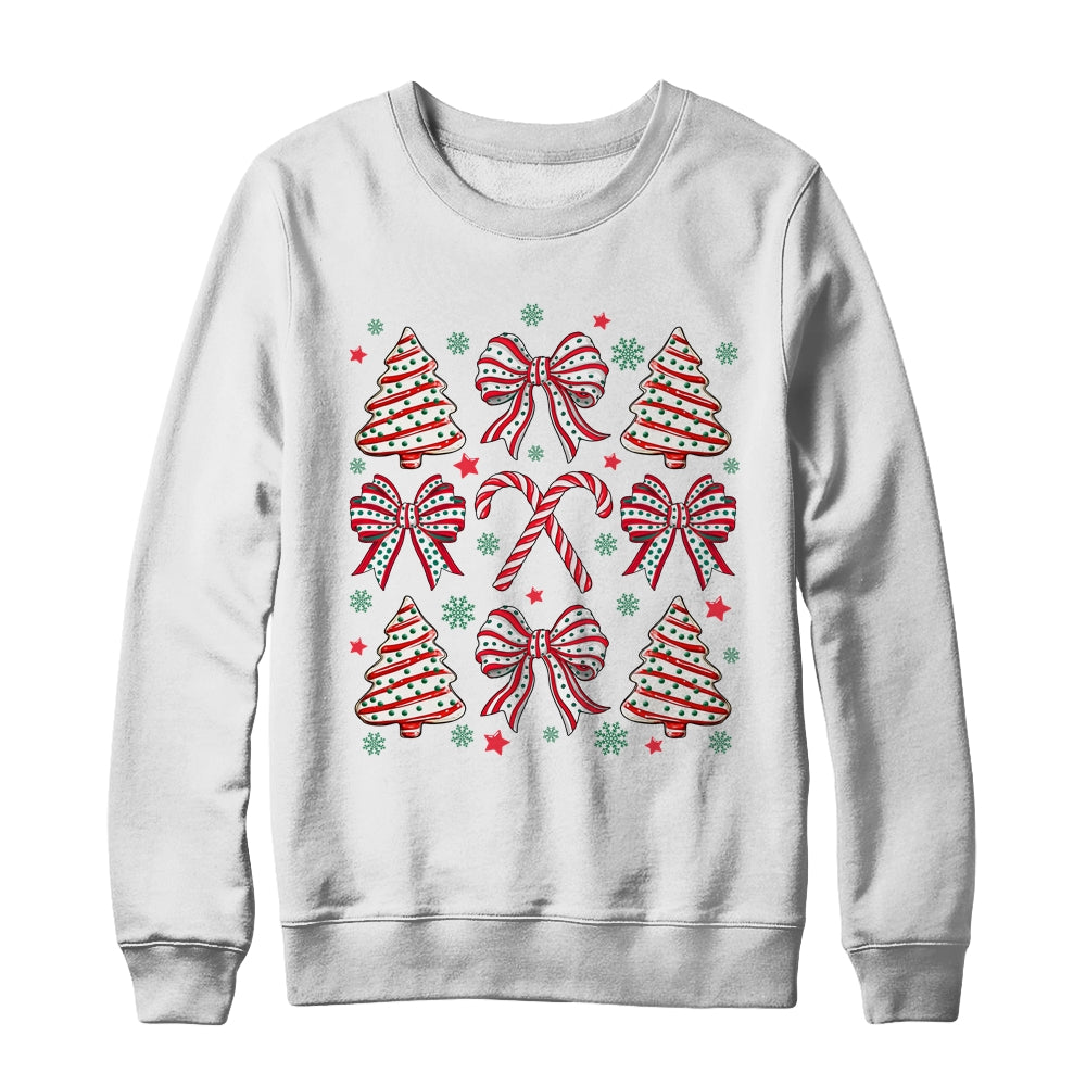 Coquette Bow Tree Cake Candy Cane Merry Christmas Girls Kids Shirt & Sweatshirt | siriusteestore