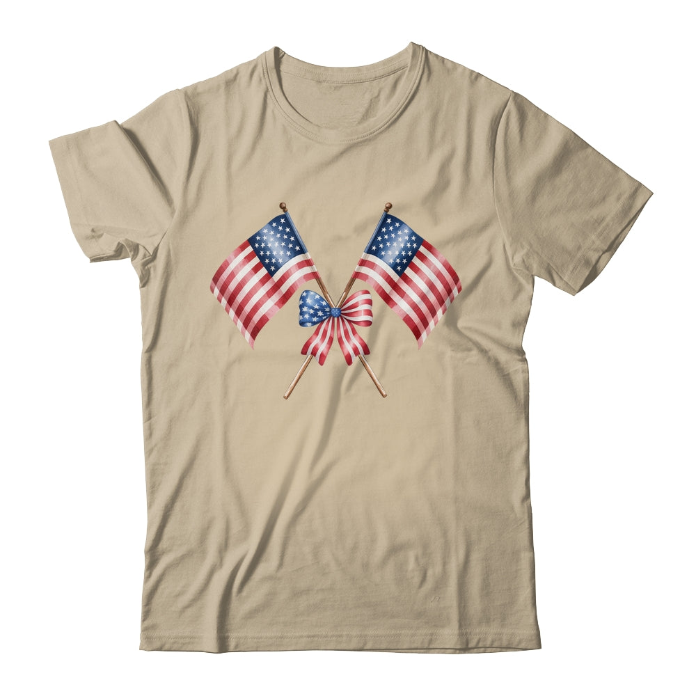 Coquette Bow USA 4th Of July America American Girls Women Shirt & Tank Top | siriusteestore
