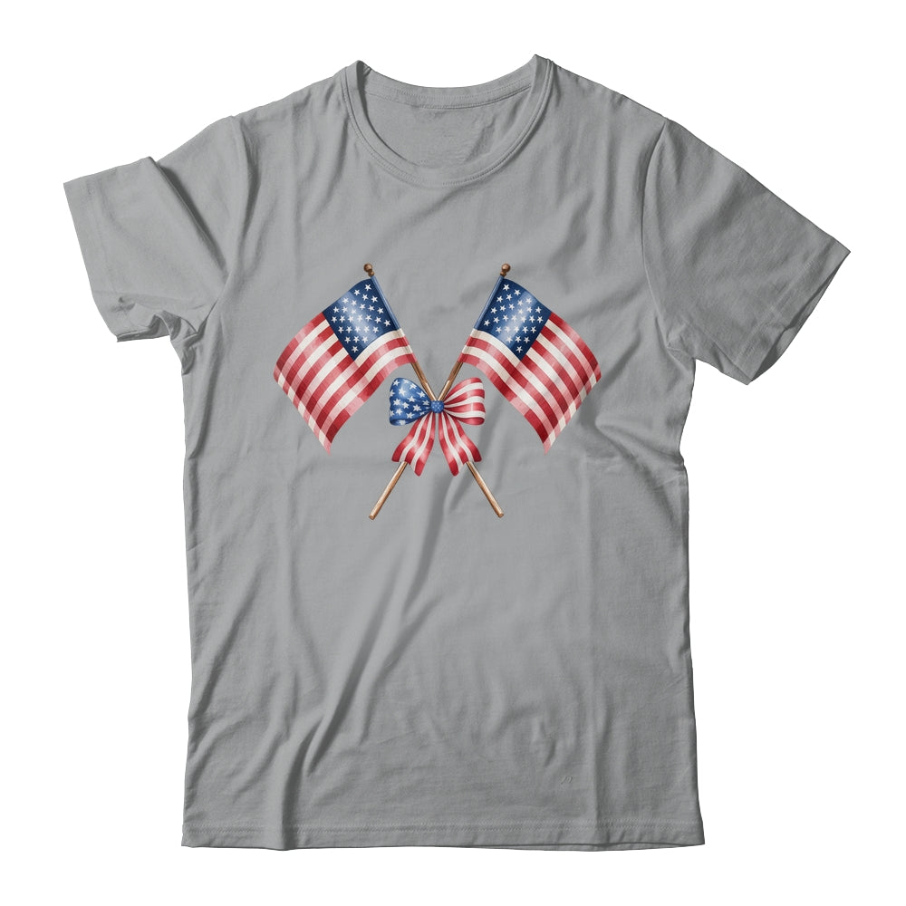 Coquette Bow USA 4th Of July America American Girls Women Shirt & Tank Top | siriusteestore