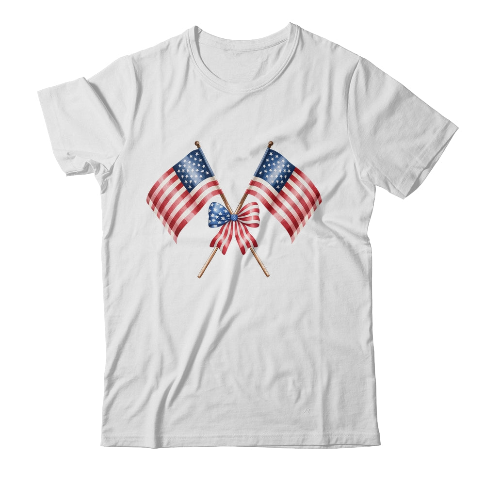 Coquette Bow USA 4th Of July America American Girls Women Shirt & Tank Top | siriusteestore