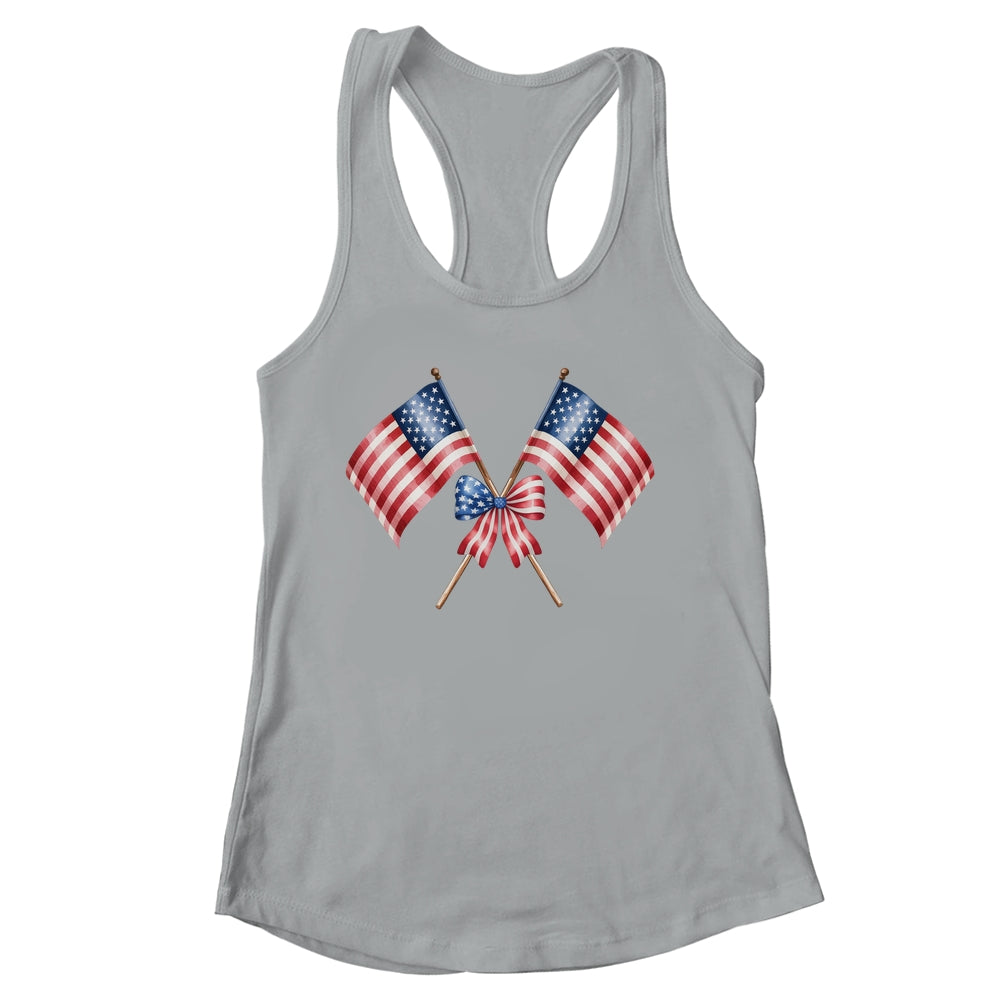 Coquette Bow USA 4th Of July America American Girls Women Shirt & Tank Top | siriusteestore
