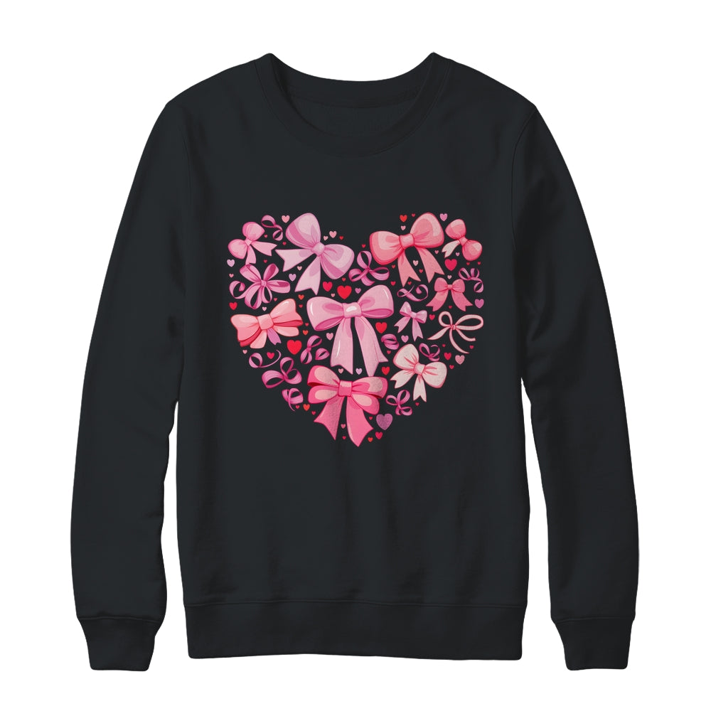 Coquette Bow Valentine Heart Love Valentines Day Girl Shirt & Sweatshirt | siriusteestore