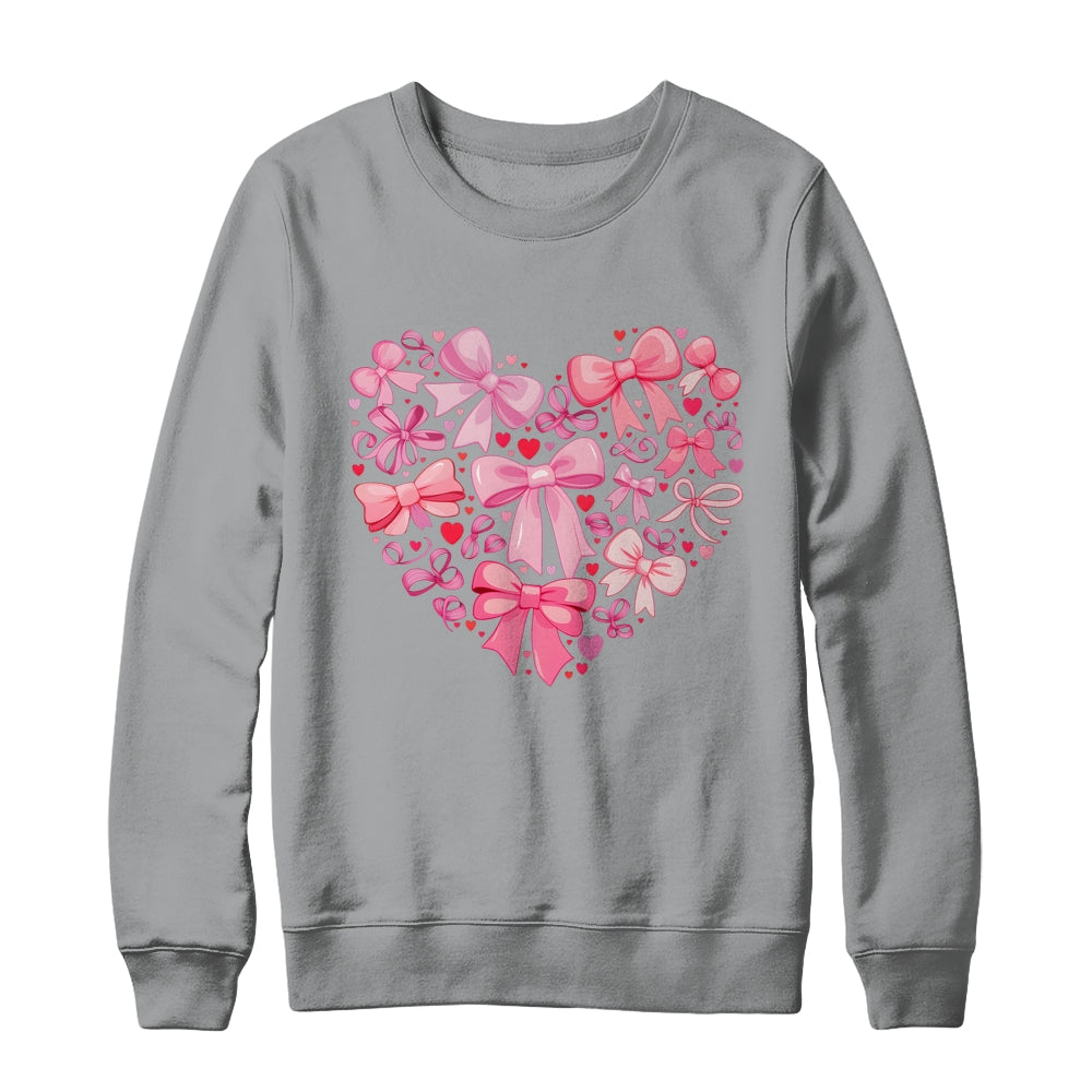 Coquette Bow Valentine Heart Love Valentines Day Girl Shirt & Sweatshirt | siriusteestore