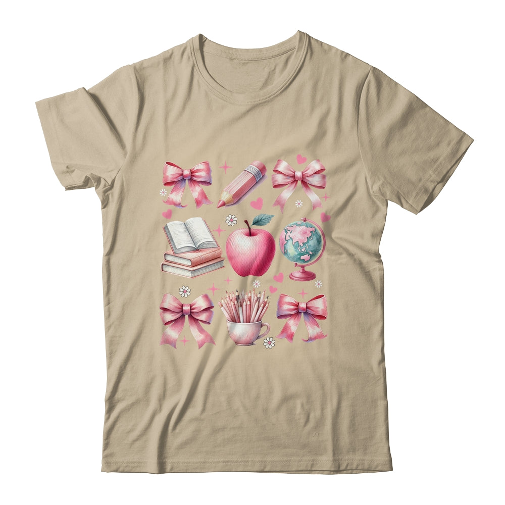 Coquette Bows Cute Teacher Life Back To School Teach Inspire Shirt & Sweatshirt | siriusteestore