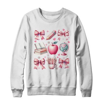 Coquette Bows Cute Teacher Life Back To School Teach Inspire Shirt & Sweatshirt | siriusteestore