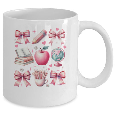 Coquette Bows Cute Teacher Life Back To School Teach Inspire Mug | siriusteestore