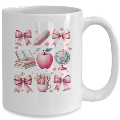 Coquette Bows Cute Teacher Life Back To School Teach Inspire Mug | siriusteestore